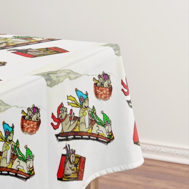CHRISTMAS MICE SLEDDING TISCHDECKE (Beispiel)