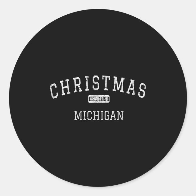 Christmas Michigan Mi Vintag Runder Aufkleber (Vorderseite)