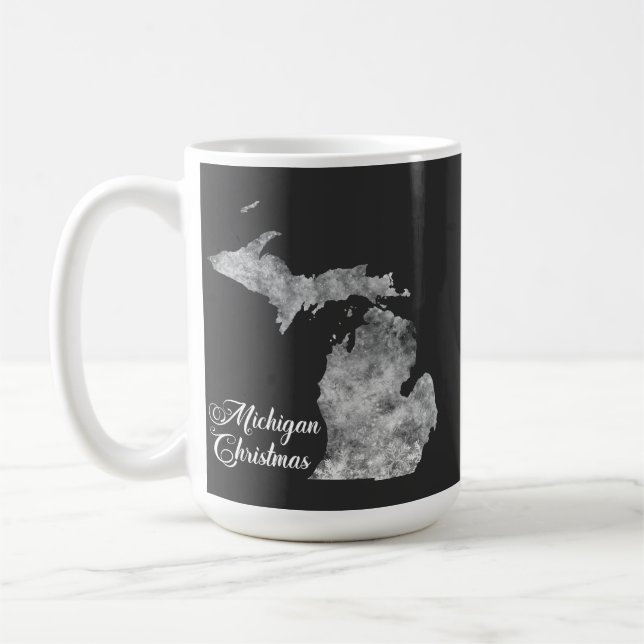 Christmas Michigan Staat Map Schneeflocken Kaffeetasse (Links)