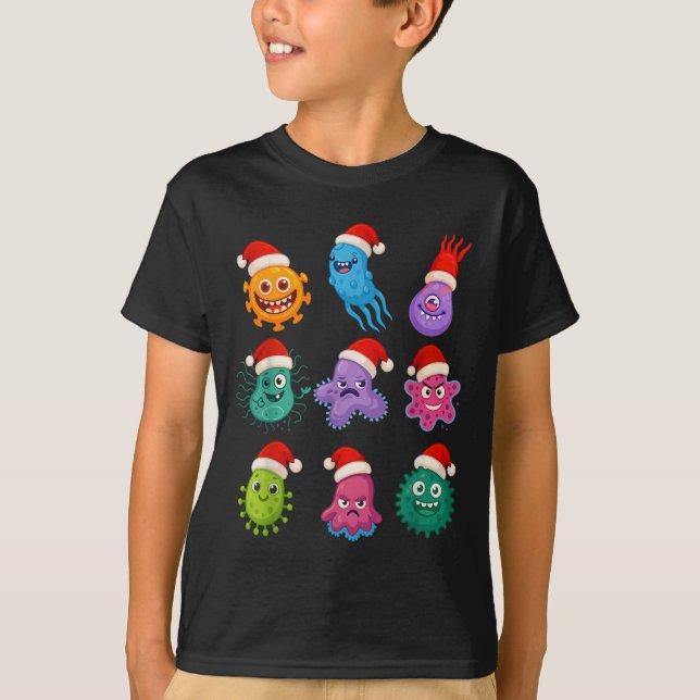 Christmas Microbiology Bacteria Santa Science Xmas T-Shirt (Vorderseite)