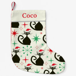 Christmas Mid Century Retro Atomic Cats Name  Kleiner Weihnachtsstrumpf