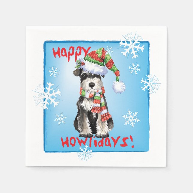 Christmas Mini Schnauzer Serviette (Vorderseite)