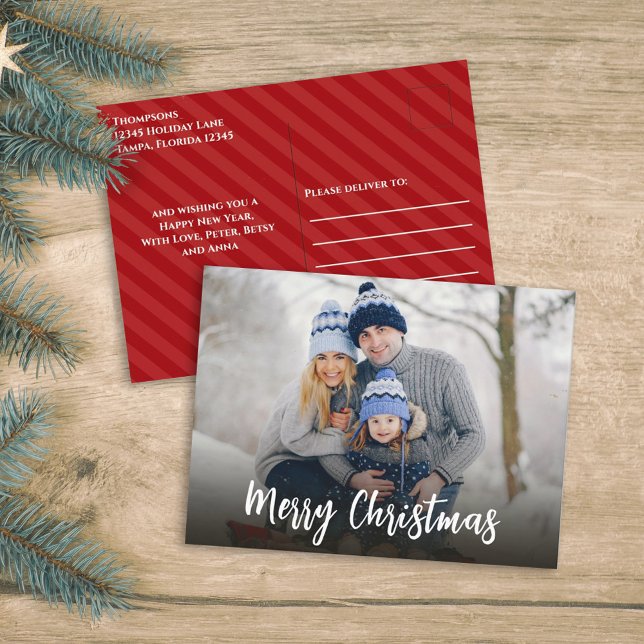 Christmas Minimalist Simple Calligraphy 1 Foto Feiertagspostkarte (Von Creator hochgeladen)