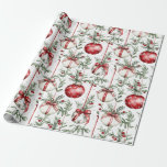 Christmas Mistletoe Bauble Greenery Geschenkpapier<br><div class="desc">Dieses elegante Aquarell-Weihnachtsgeschenk Mistletoe Bauble Ornaments und Greenery Packpapier bietet wunderschöne Frische zwischen rot und grün hängenden Ornamenten,  die sich perfekt für eine herzliche Erwärmung Geschenk in dieser Urlaubssaison!</div>