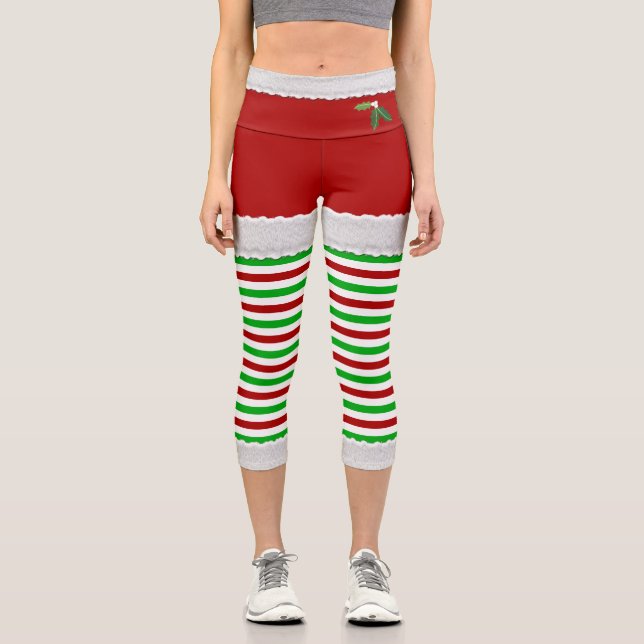 Christmas Mistletoe Capri Leggings (Vorderseite)