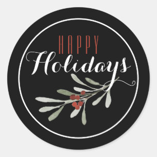 Christmas Mistletoe Happy Holiday Runder Aufkleber