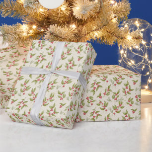 Christmas Mistletoe Patten auf Cream Geschenkpapier