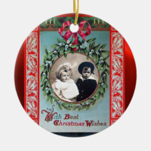 CHRISTMAS MIT MISTLETOES-FOTOVORLAGE KERAMIK ORNAMENT