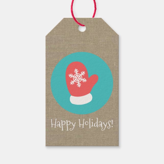 Christmas Mitten Medallion Happy Holidays Geschenkanhänger (Vorderseite)