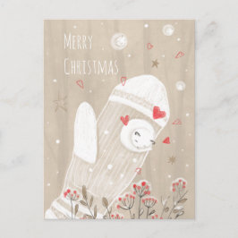 Christmas Mitten Snow Kitten Moderne Zeichnend Postkarte