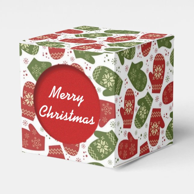 Christmas Mittens Muster Cube Fevor Box Geschenkschachtel (Vorderseite)