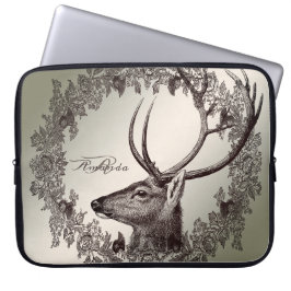 Christmas Monogram Floral Reindeer Golden Winter Laptopschutzhülle