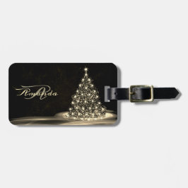 Christmas Monogram Golden Shiny Tree Winter Black Gepäckanhänger