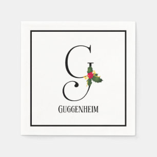 Christmas Monogram Letter G Personalisiertes Papie Serviette
