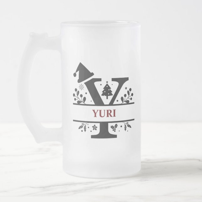 Christmas Monogram Letter Y Alphabet Name for      Mattglas Bierglas (Links)