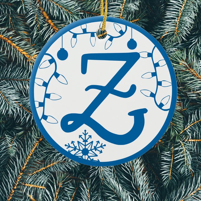 Christmas Monogram Letter Z Blue White Keramik Ornament (Von Creator hochgeladen)