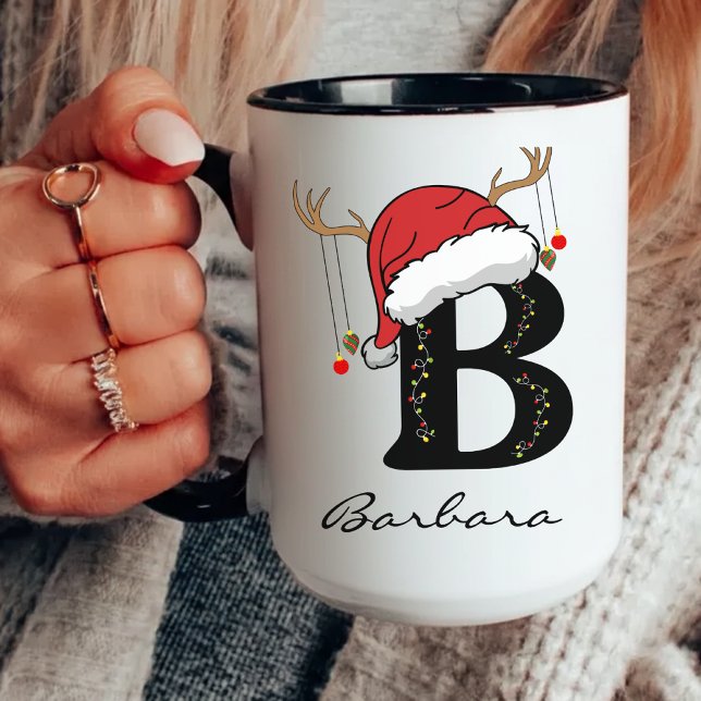 Christmas Monogram Mug Family Gift for Him or Her Tasse (Santa Claus mug, holiday coffee mug, festive family mug, Christmas monogram cup for teachers,)