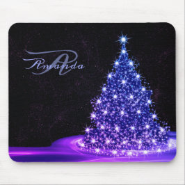 Christmas Monogram Pink Blue Winter Black Rustic Mousepad