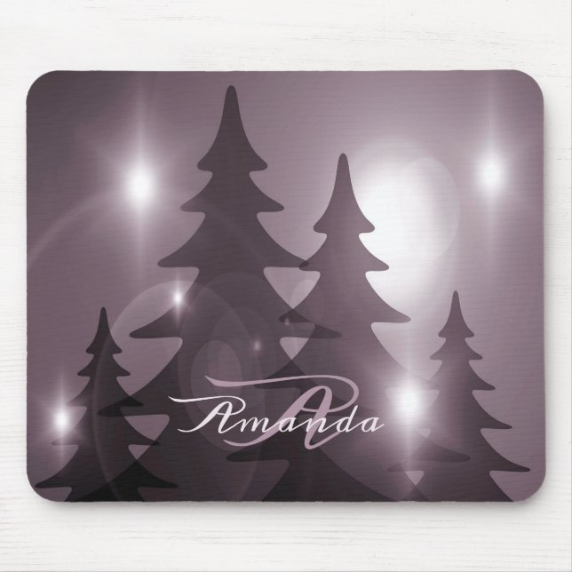 Christmas Monogram Pink Trees Holiday Winter Mousepad (Vorne)