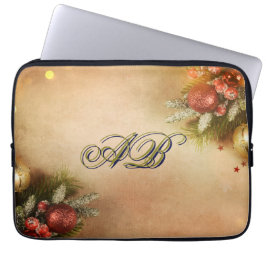 Christmas Monogram Sleeve | Holiday Laptop Case