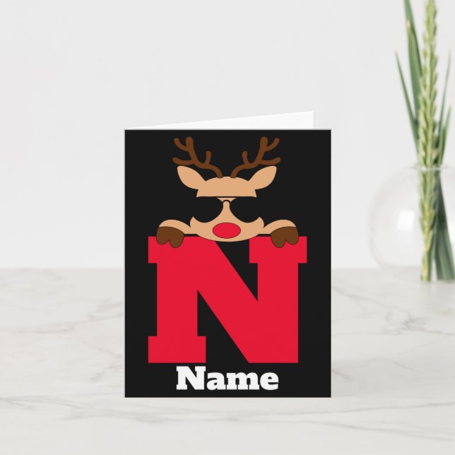 Christmas Monogram With Name Cool Pajama  Karte (Vorderseite)