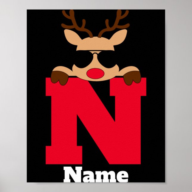Christmas Monogram With Name Cool Pajama  Poster (Vorne)