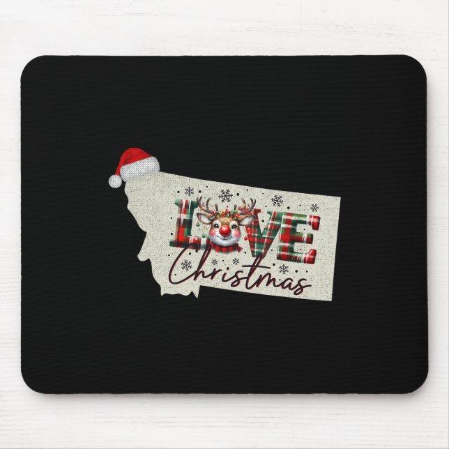 Christmas Montana Xmas State Map Montana Christmas Mousepad (Vorne)