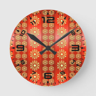 Christmas Moon Star Pattern-65756 Runde Wanduhr