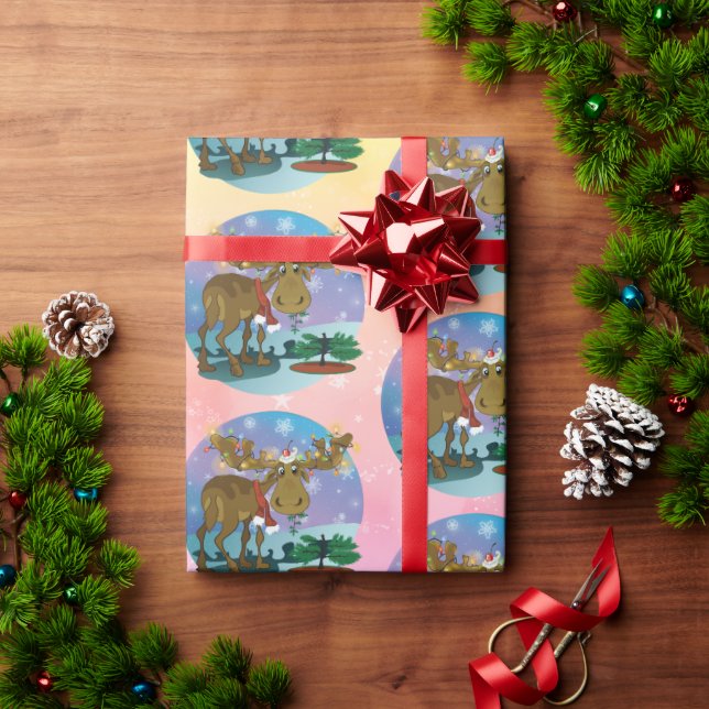 Christmas Moose smaller print Wrapping Paper Geschenkpapier (Feiertagsgeschenk)