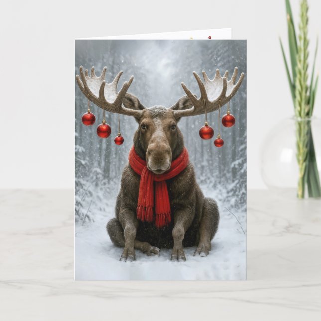 Christmas Moose With Holiday Ornaments Karte (Vorderseite)