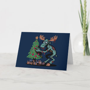 Christmas Moose Zombie Karte