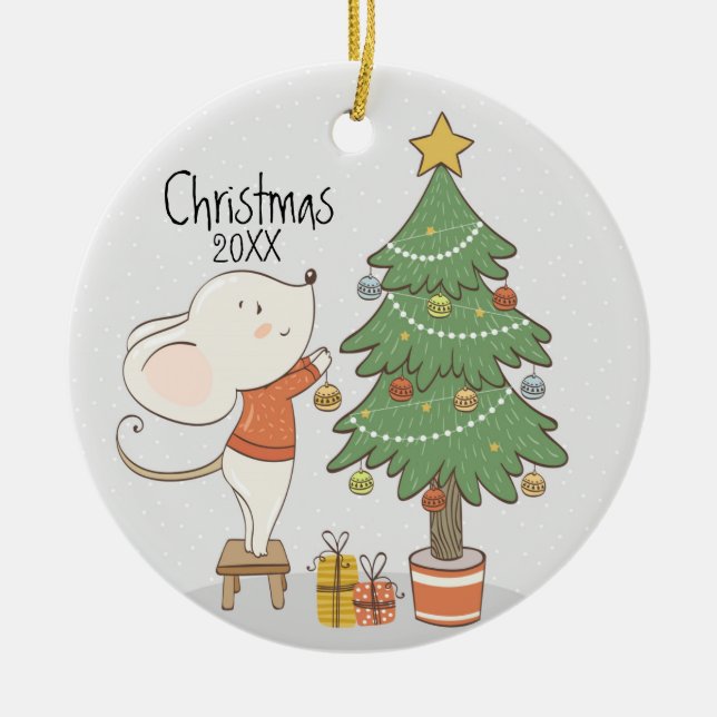 Christmas Mouse Keramik Ornament (Vorne)