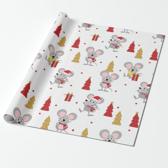 Christmas Mouse Pattern Geschenkpapier (Ungerollt)