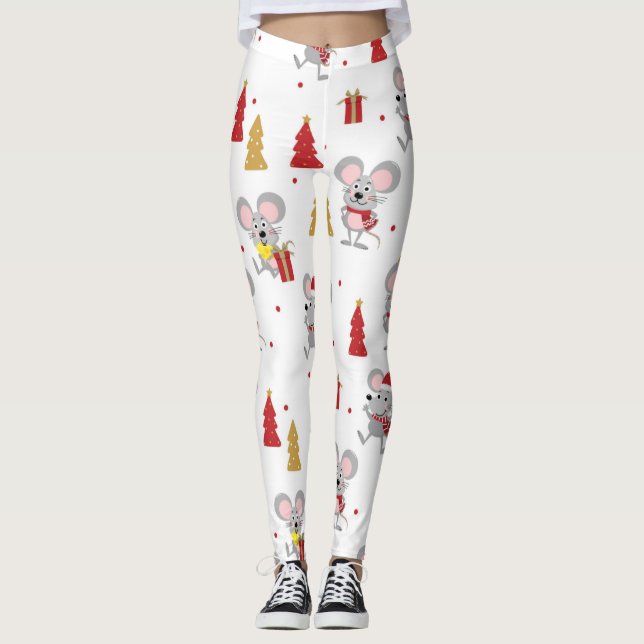 Christmas Mouse Pattern Leggings (Vorderseite)