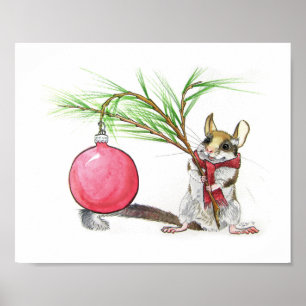 Christmas Mouse Print Poster