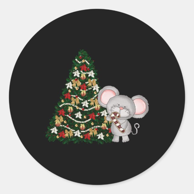 Christmas Mouse T Shirt  Runder Aufkleber (Vorderseite)