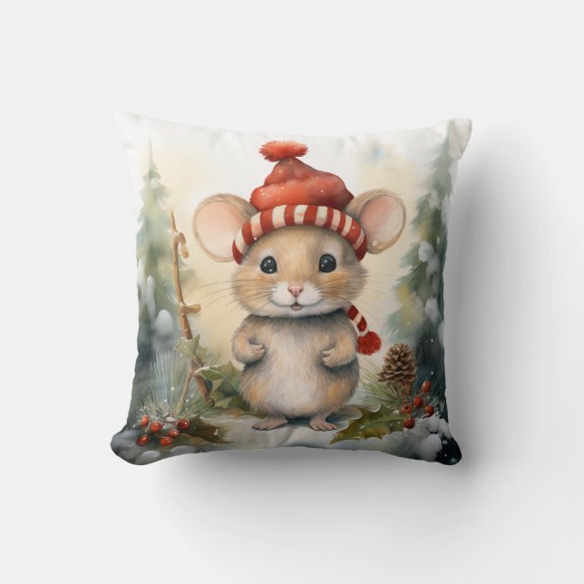Christmas Mouse Throw Kissen (Vorderseite)