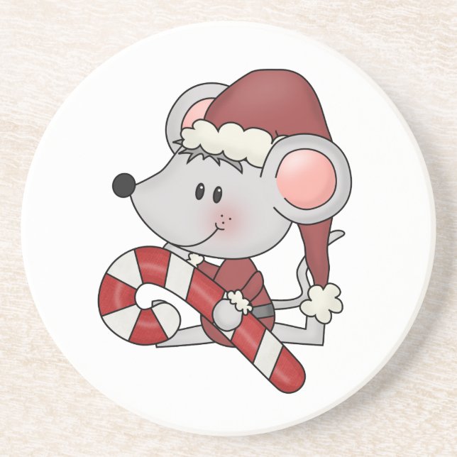Christmas Mouse With Candy Cane Getränkeuntersetzer (Vorne)