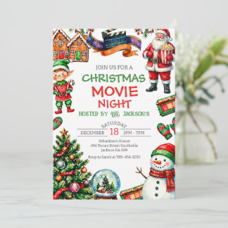 Christmas Movie Night Holiday Party Invitation Einladung