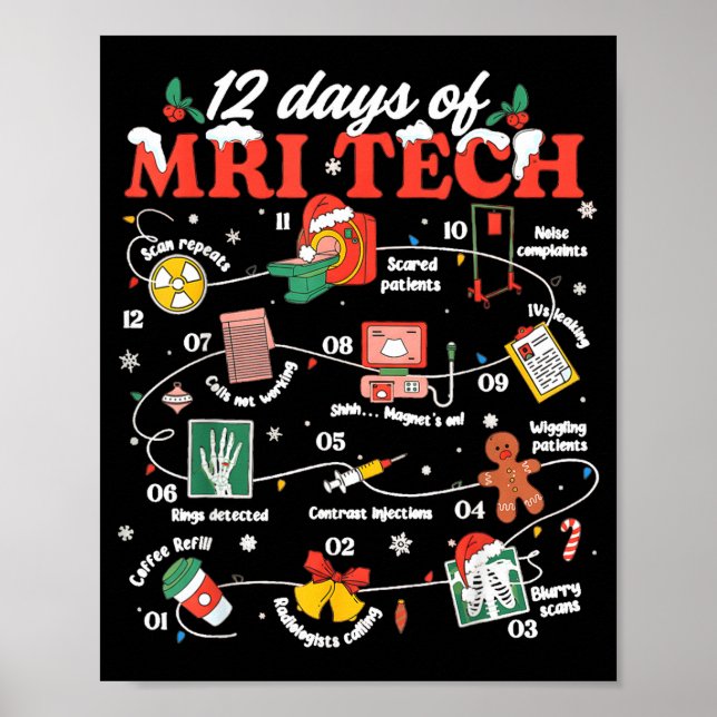 Christmas Mri Tech 12 Days Of Mri Technician New M Poster (Vorne)
