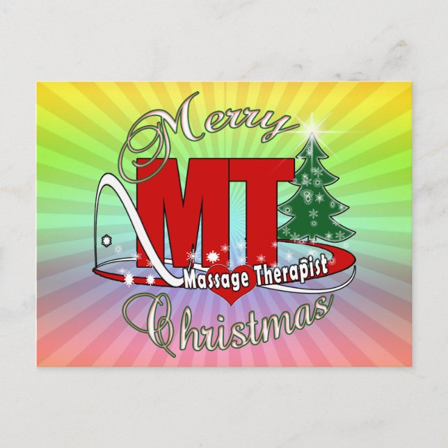 CHRISTMAS MT Massagetherapeut Feiertagspostkarte (Vorderseite)