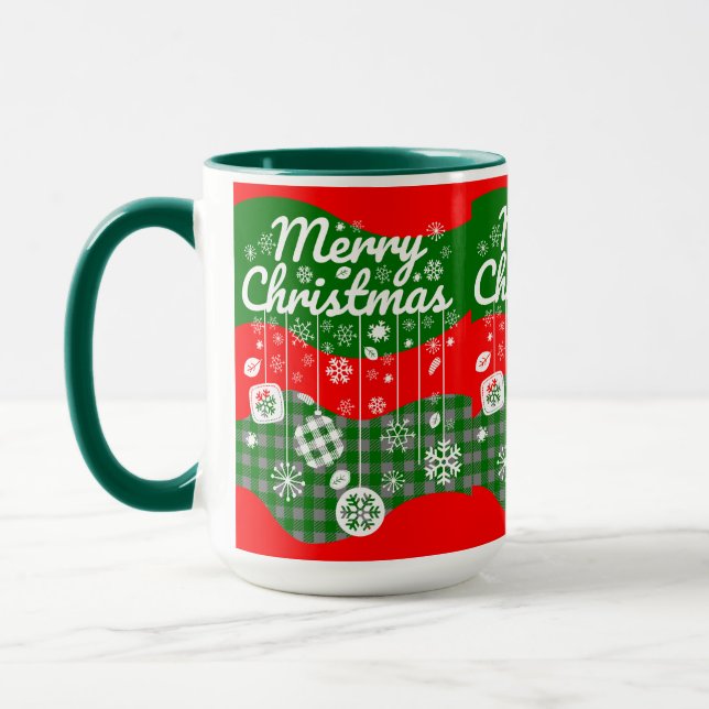 Christmas Mug – White Ornaments & Merry Christmas  Tasse (Links)