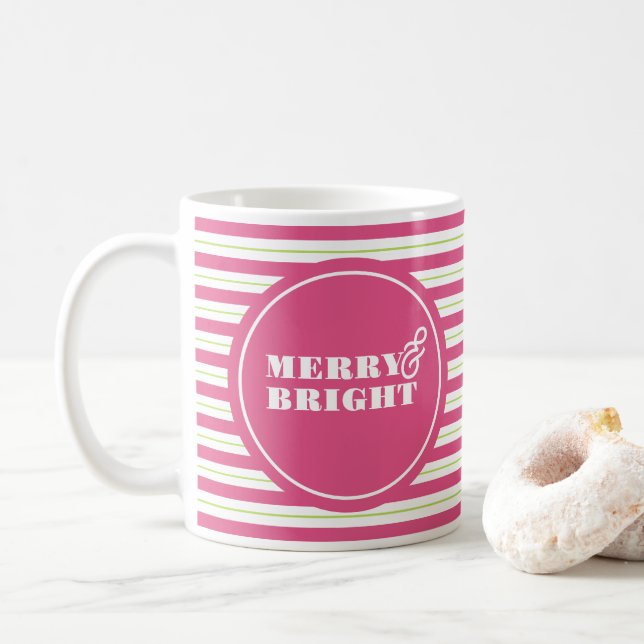 Christmas Mugs Trendy Pink and Green Kaffeetasse (Mit Donut)