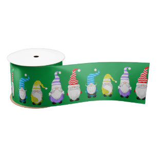 Christmas Multicolor Gnome Satinband
