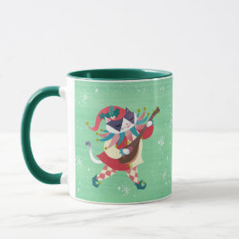 Christmas Music Elf Cat Green Tasse