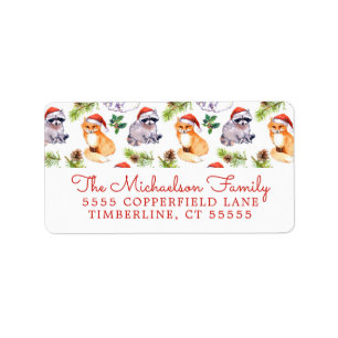 Christmas   Muster für Niedliche Waldtiere Adressaufkleber