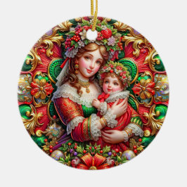 CHRISTMAS ~ Mutter und Kind im 19. Jahrhundert ~ Keramik Ornament
