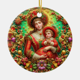 CHRISTMAS ~ Mutter und Kind im 19. Jahrhundert ~ Keramik Ornament