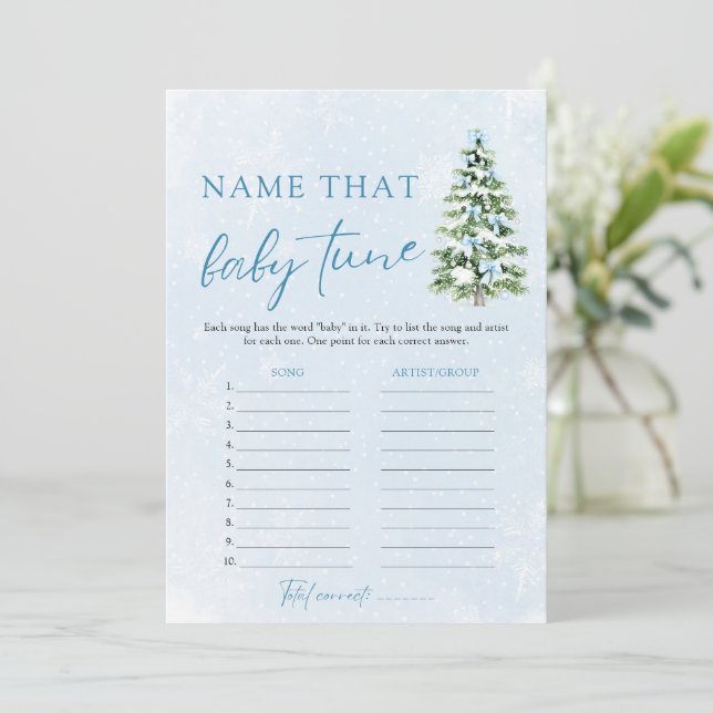 Christmas Name That Baby Tune Baby Shower Game Einladung (Stehend Vorderseite)