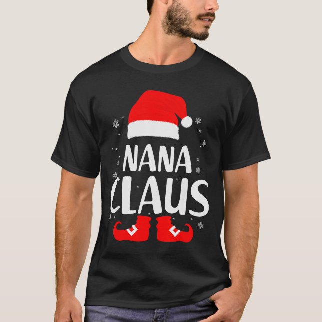 Christmas Nana Claus Leopard Family Matching Pajam T-Shirt (Vorderseite)